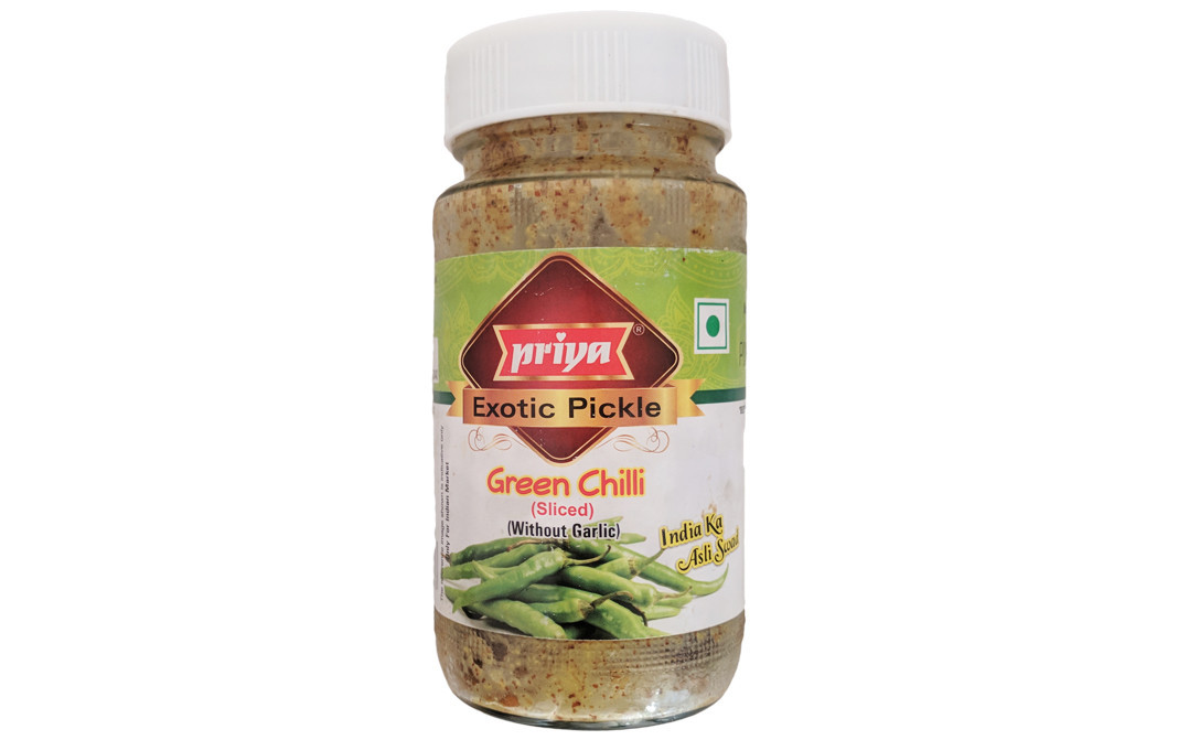 Priya Exotic Pickle Green Chilli Sliced (Without Garlic)   Bottle  300 grams